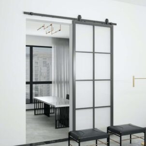 Metal Frame 8 Lite Glass Barn Doors