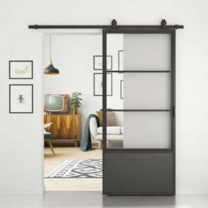 Metal Frame 1/2 Glass Barn Doors
